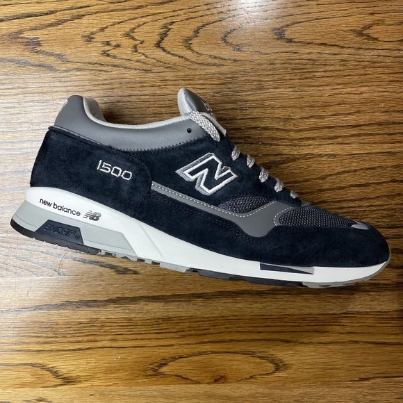 New Balance 1500 Suede Navy Grey White Made In England Mens Size 10.5 Shoes Rare